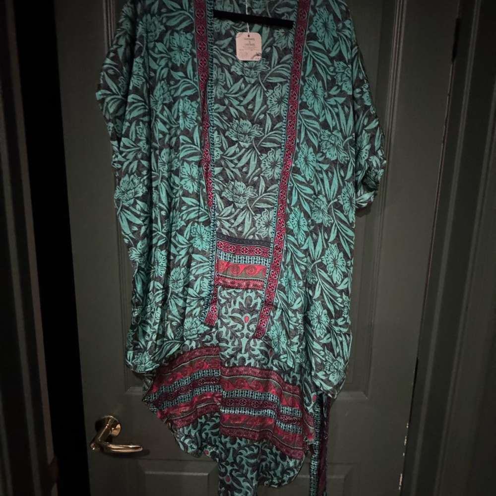Floral Kimono with Red Accents